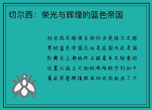 切尔西：荣光与辉煌的蓝色帝国